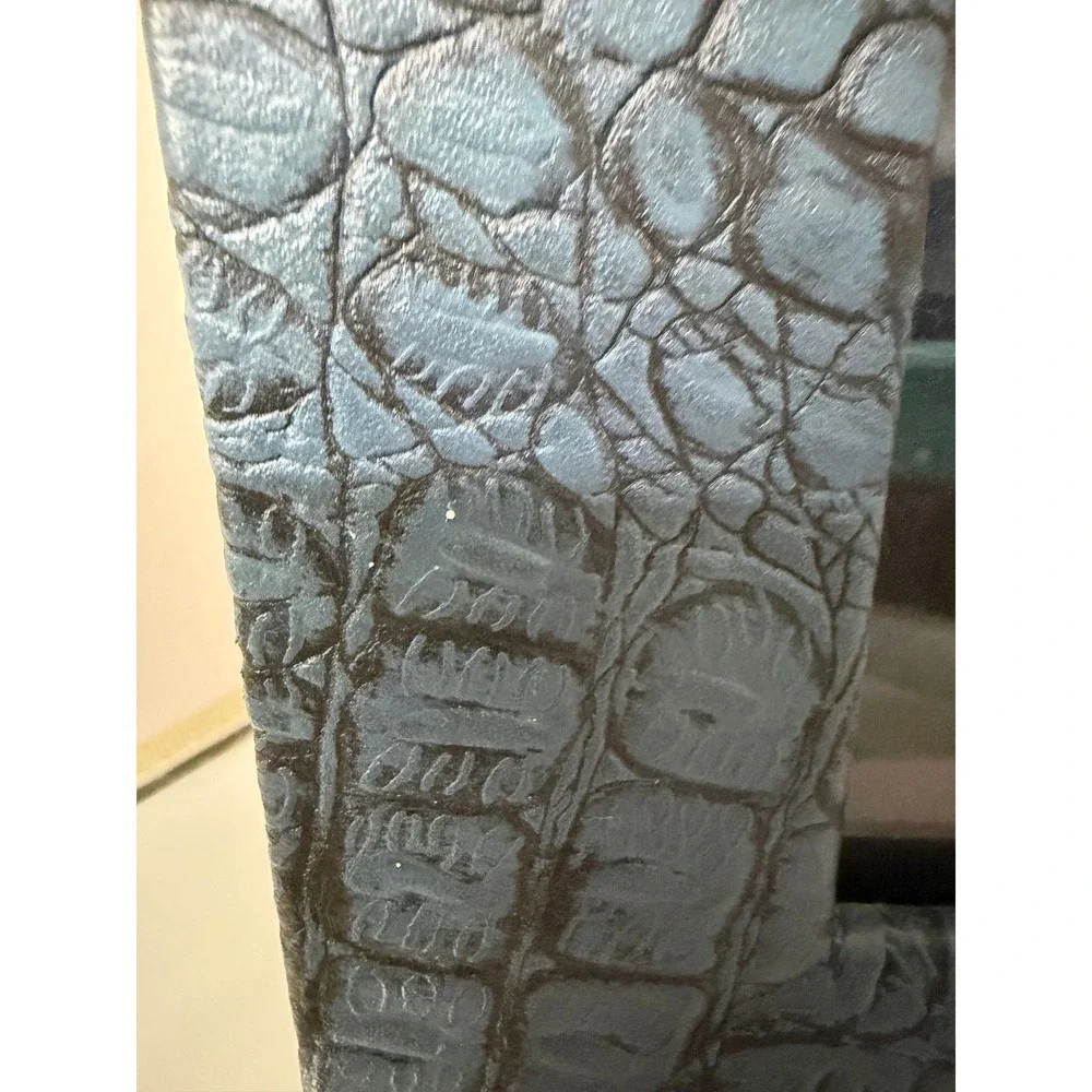 Navy Crocodile Embossed Genuine Leather Picture Frame Easel Back Chic
